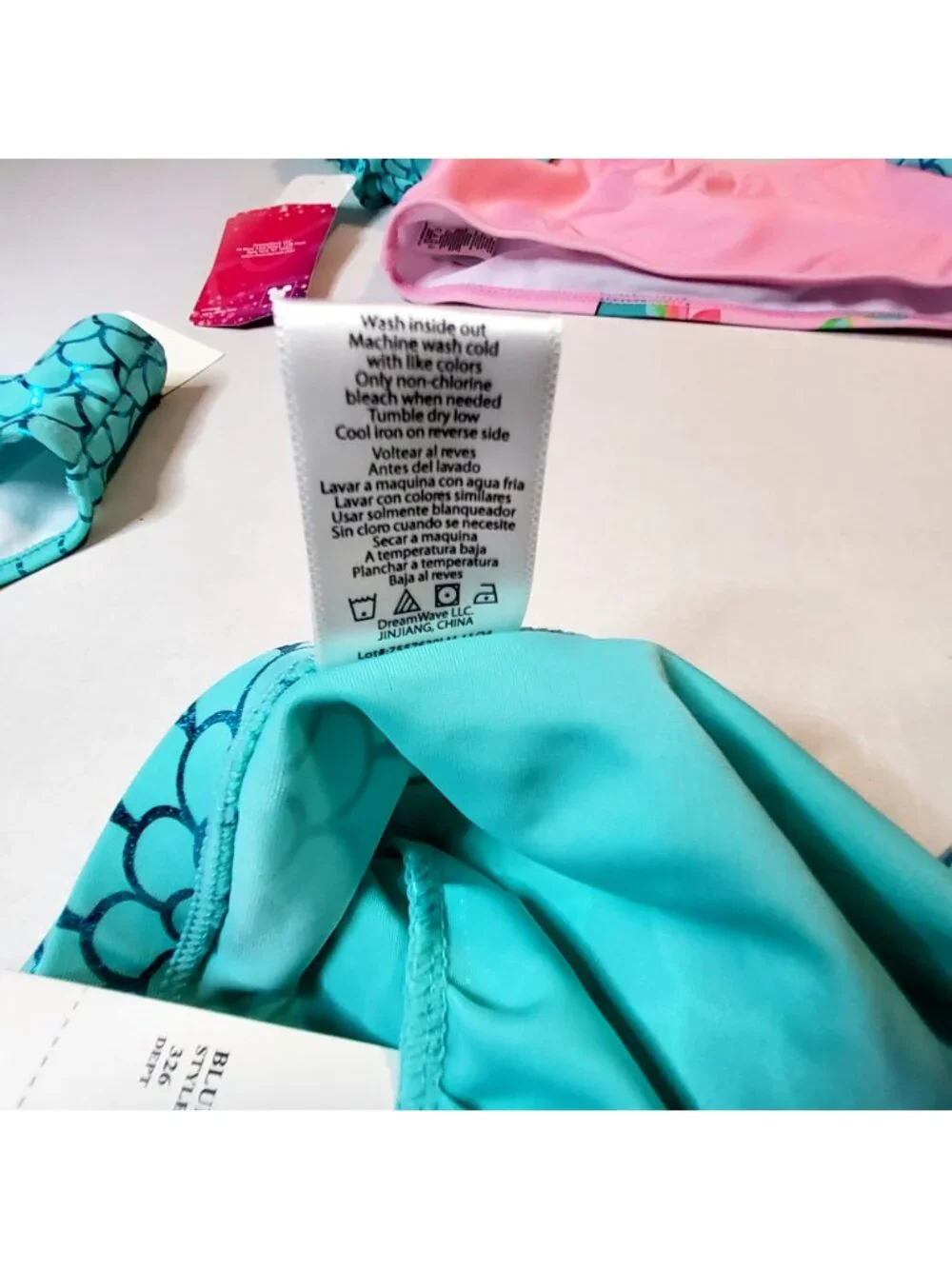 Disney Princess Girls 3-Piece Mermaid Swimsuit Set With Skirt Pink & Aqua Sz 7/8